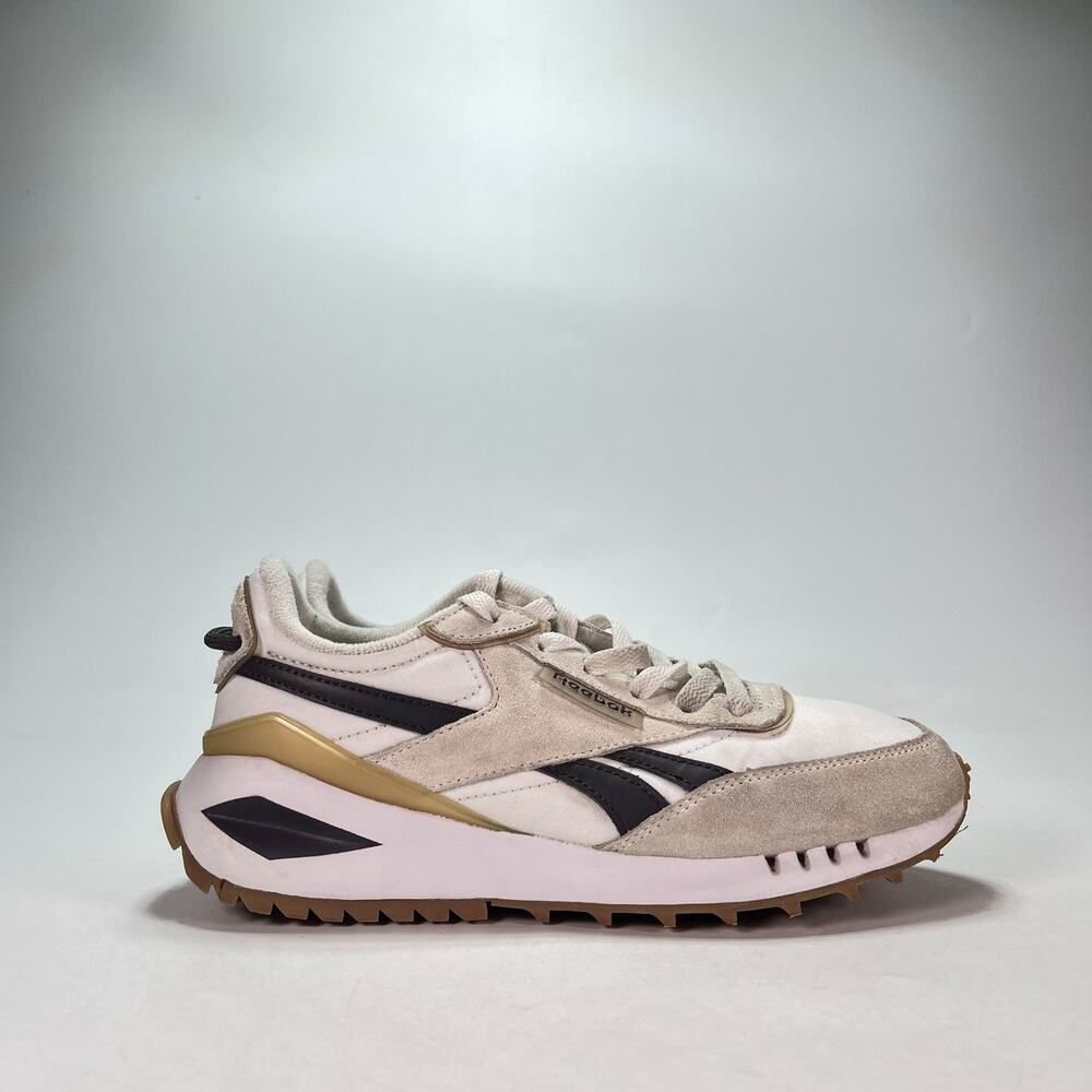 Reebok Forte Racer White Beige Black Casual Streetwear Sneakers Womens Size 7.5